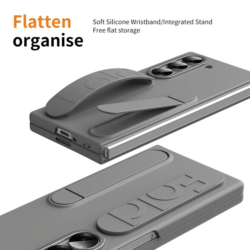 Luxus Original Handyhülle für Samsung Galaxy Z Fold 7 6 5 4 Schutzhülle mit Halterung Glasfolie Silikon-Griff Hartschalenhülle