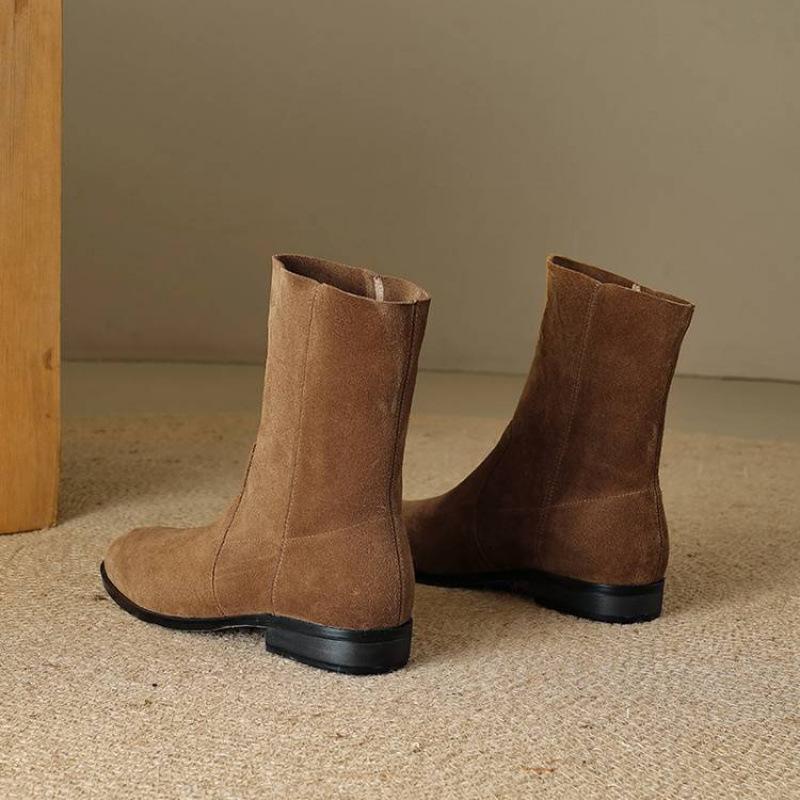 

Осень и зима однотонные кожаные ботинки Мартин рукав низкий каблук большой размер женские ботинки квадратный каблук удобные новые коровья кожа низкие ботинки 40