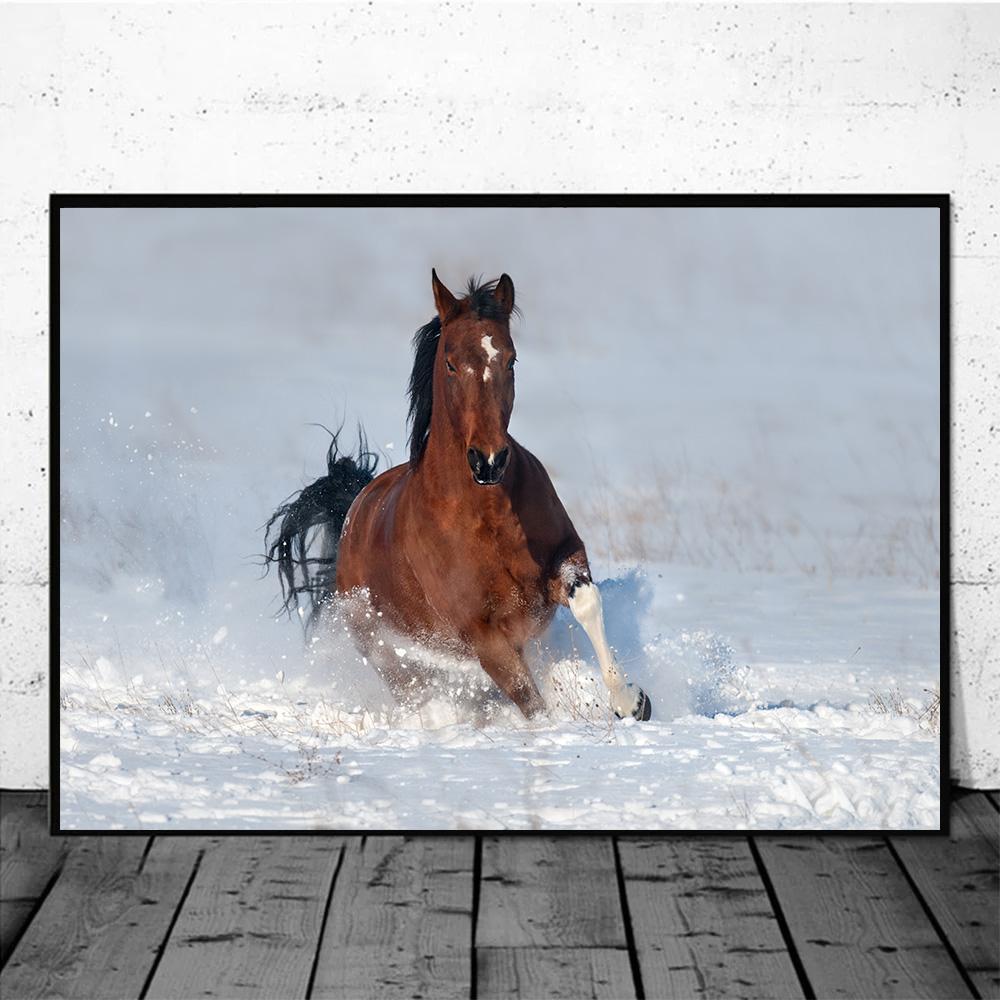 Horse Wall Art Posters Horse Running Canvas Art Print Painting Beautiful Horses Pictures for Modern Home Living Room Decoration