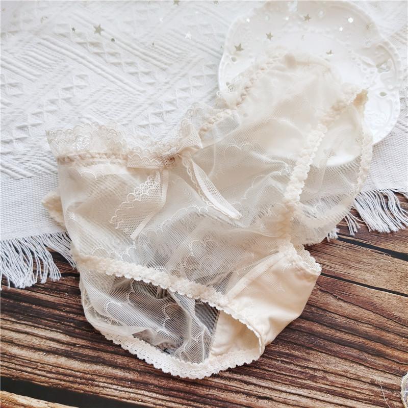 Süße Sexy Slips Niedlich Mesh Spitze Schleife Verführung Niedrige Taille Höschen Frauen Unterwäsche