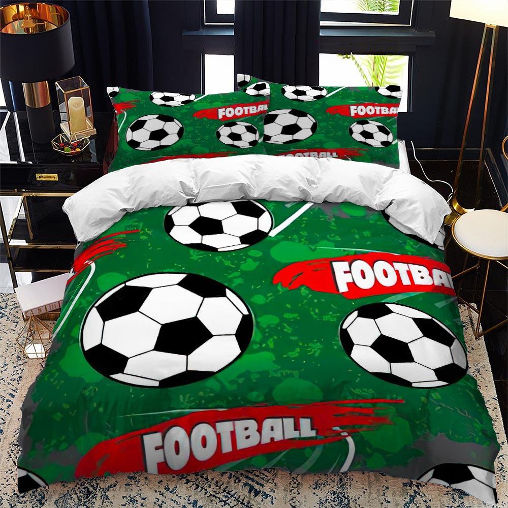 3D Football Print Duvet Cover Queen/King Size Soccer Sport Bedding Set for Boy Kids Gifts Ball Game Theme Quilt Cover Pillowcase