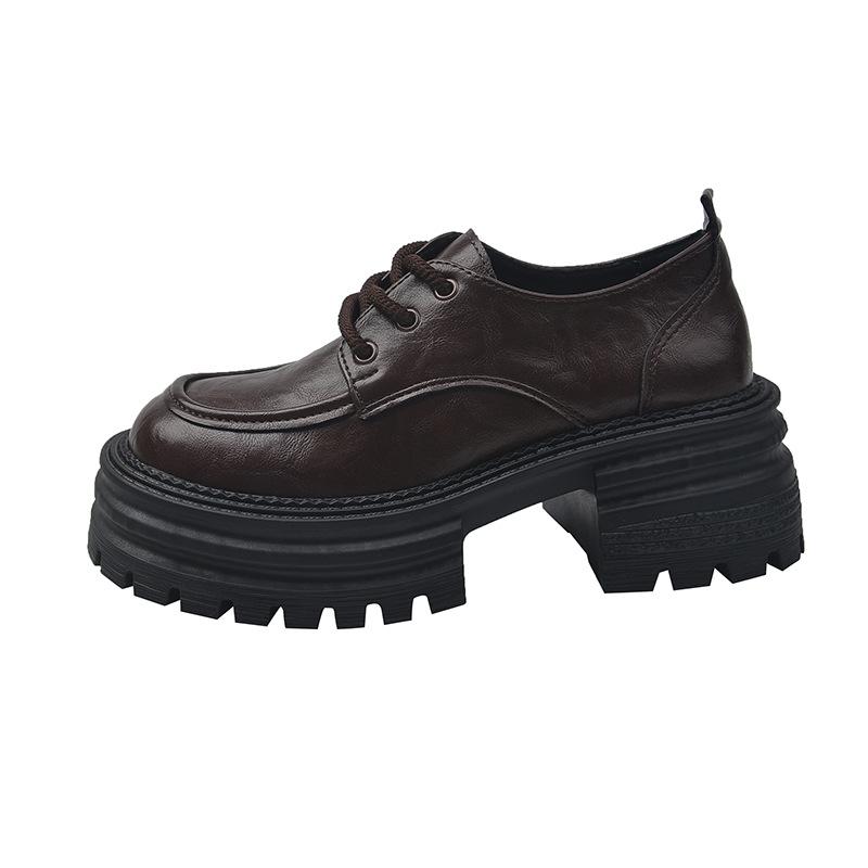 

Platform loafers 2025 autumn and winter new retro small leather shoes thick heel jk with skirt thick heel single shoes 40