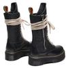 Top layer thick bottom hole locomotive boots women's side zipper lychee pattern long boots leather muffin bottom long tongue