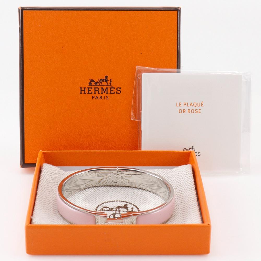 Hermes לחץ H צמיד H נשימה כסף / ורוד מטאלי 36.2 גרם נשים משומש