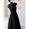 French Hepburn Style Black Slim Waist Long Summer Dress for Women