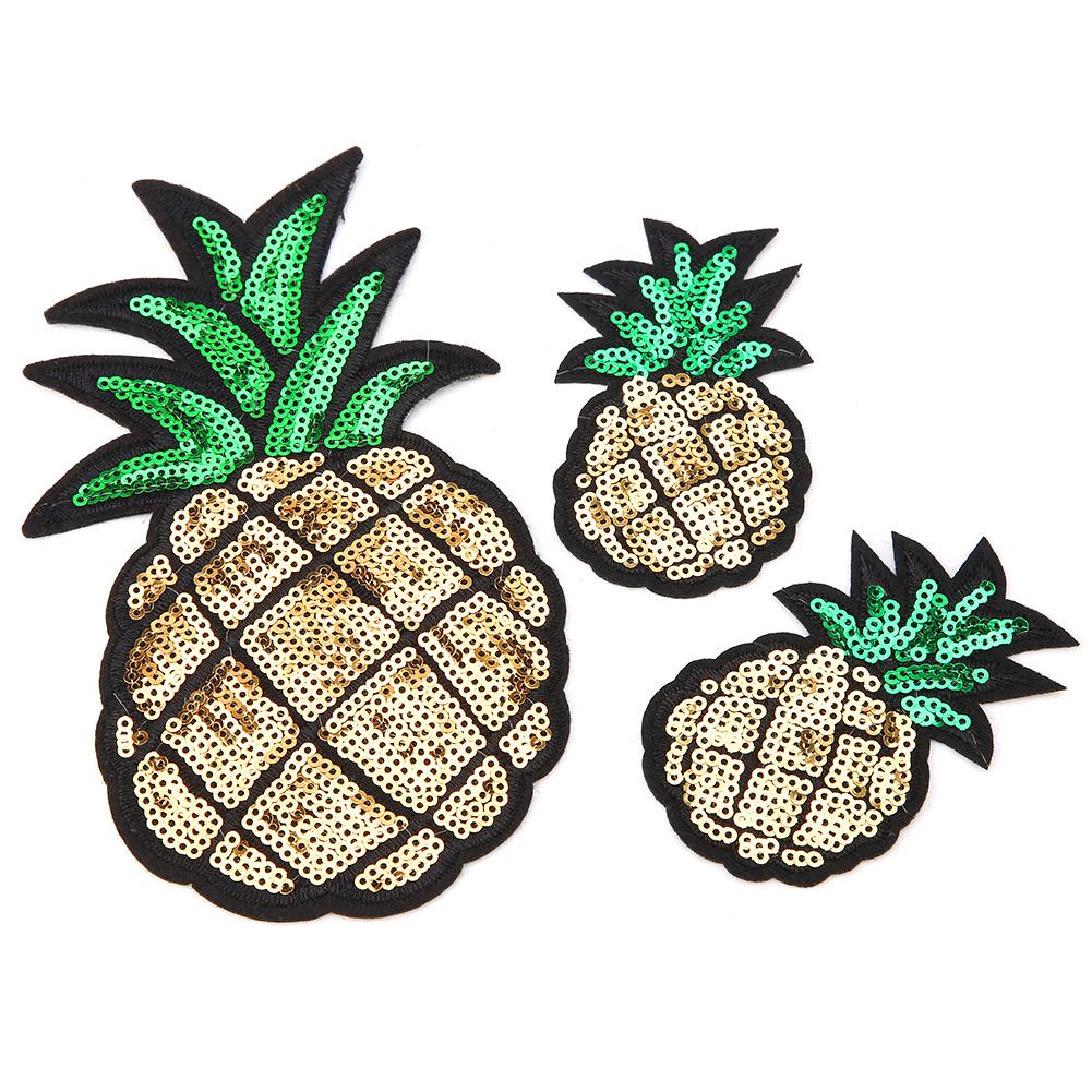 3Pcs Pineapple Embroidered Fabric Patches Sew Iron On Bag Clothes Applique Craft DIY Decoration