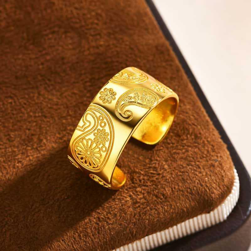 Vietnam Sand Gold Fire-Kissed Color-Changing Ring: Light Luxury, Fashionable Temperament, Open Design, Women's Jewelry.