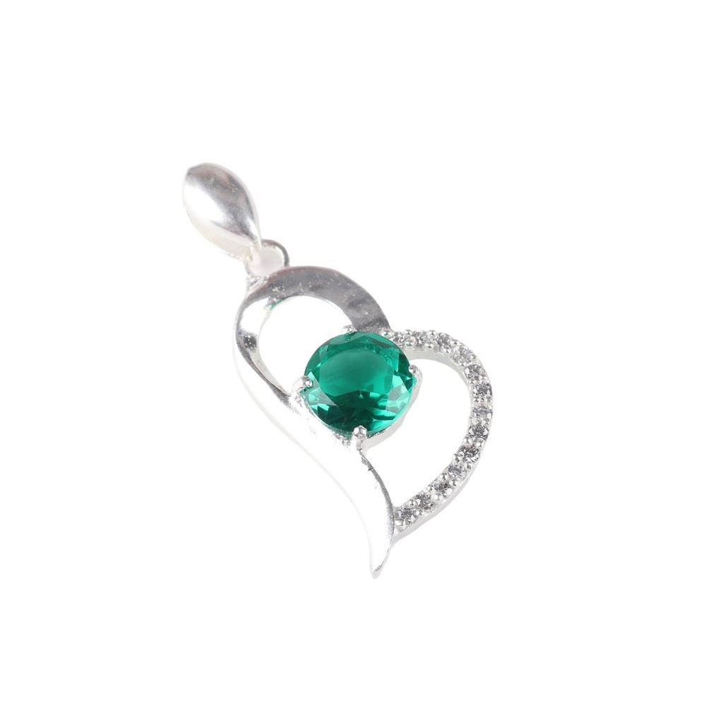 Chrome Diopside Gemstone 925 Sterling Silver Women Jewelry Zircon Pendant 1.37" CZP-5-3