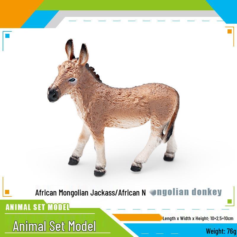 Wild African and Mongolian Donkey Model Set: Male, Female, Foal - Children's Educational Toy