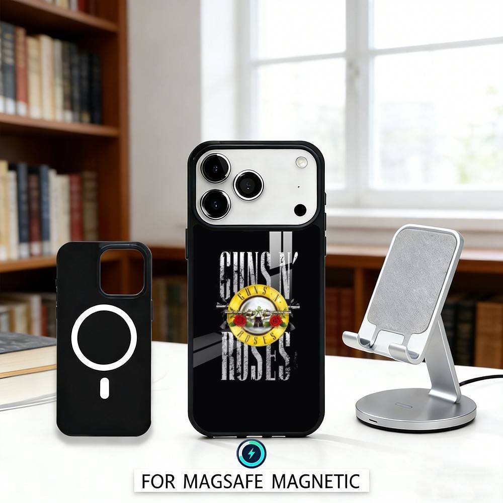 Band G-Guns N Roses Phone Case For iPhone17,16,15,14,13,12,Pro,Max,Magnetic For Magsafe Wireless Charging
