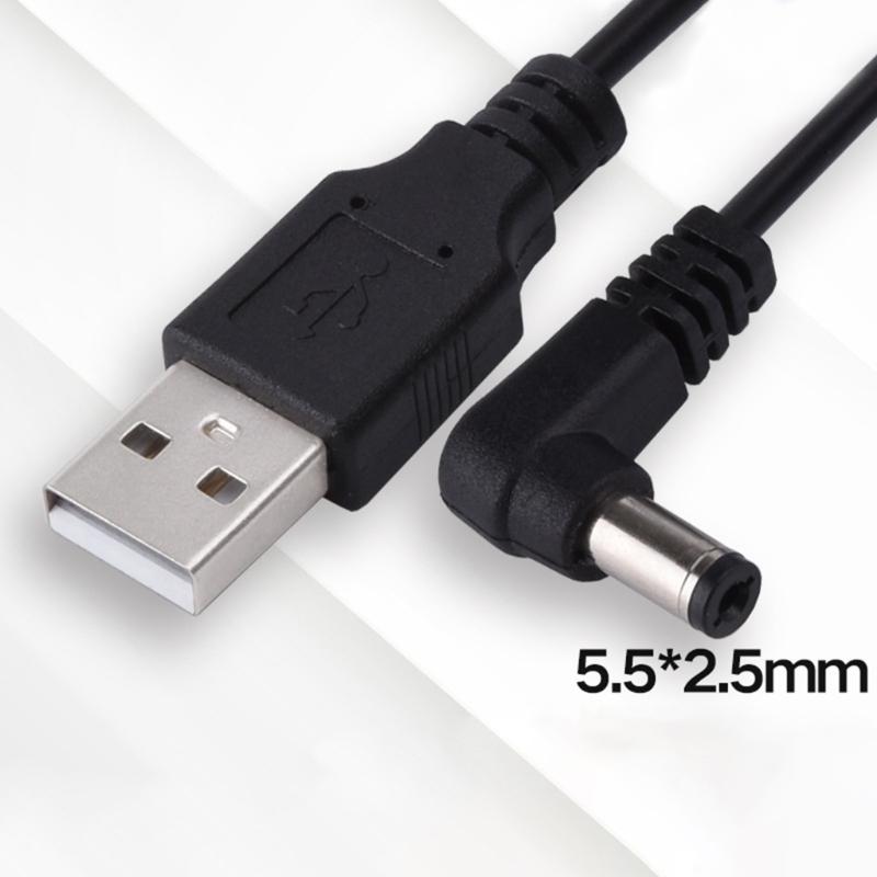 USB To DC5.5x2.5mm Adapter Cable Safe Charging Power Cable DC5.5x2.5 Cable Straight / Curved Head Multiple Protections