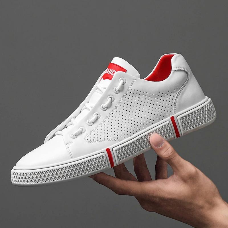 Men Genuine Leather Shoes Men Flats Fashion Men's Casual Shoes Outdoor Summer Hole Brand Man Soft Comfortable Lace Up Shoes L5