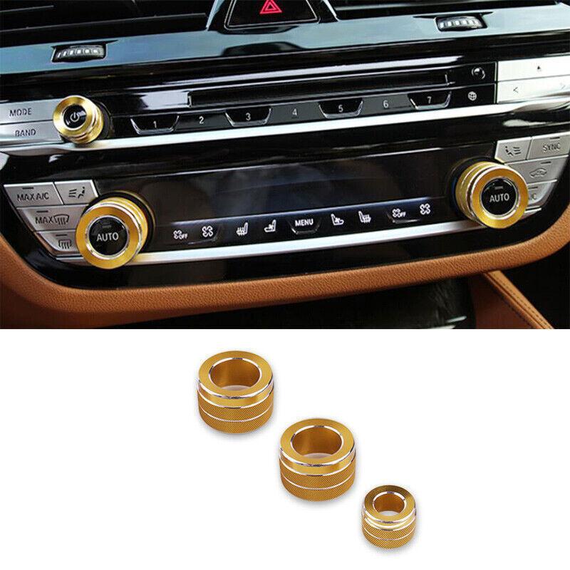 Yellow Aluminum Middle Console Ac Knob Cover Trim For BMW 5 Series G30 2018-