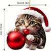 10pcs Christmas Cat Acrylic Ornaments Set,Plastic Santa Hat Kitty Hanging Decorations for Christmas Tree, Car Mirror Keychain, Home and Party Decor
