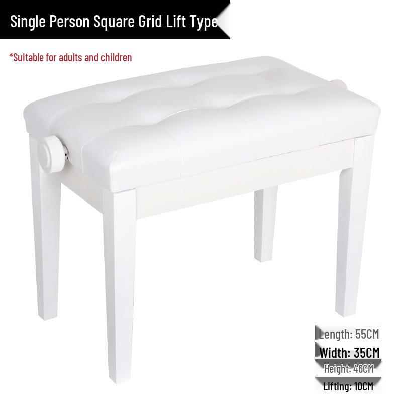 Solid Wood Adjustable Piano & Guitar Stool for One or Two People