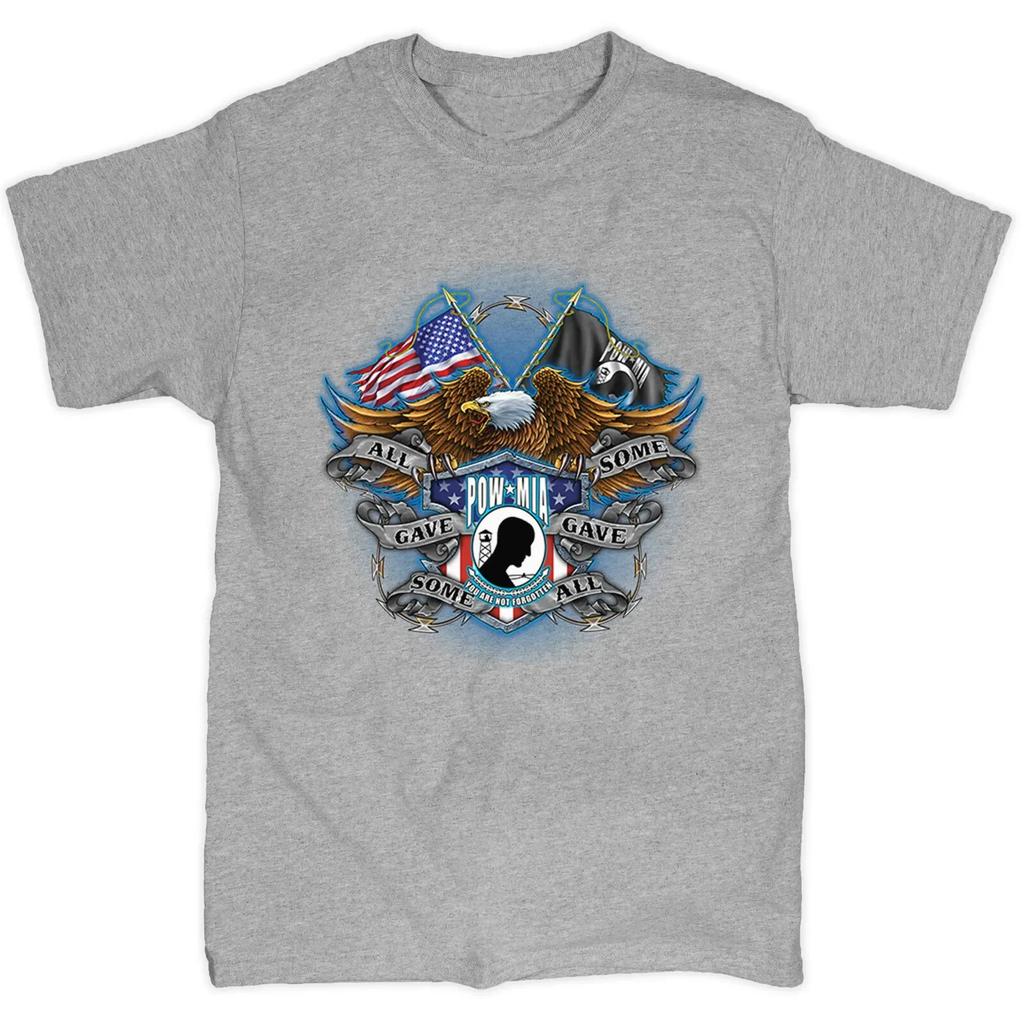 All Gave Some Some Gave All American Flag Pow Mia Veteran TShirt 100 Cotton ONeck Summer Short Sleeve Casual Mens Tshirt