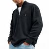 Men's Retro Corduroy Long Sleeve Shirt with Zip-Up Stand Collar Casual Top