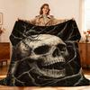 Gotische Schwarz-Weiß-Schädel & Äste Kunstdecke - Gemütlich Warm für Alle Jahreszeiten Dekorative Decke für Bett, Sofa, Reisen & Camping