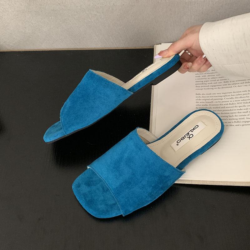 Fashion New In Summer Beach Women Flats Slippers Shoes Casual Female Slides Fashion Square Toe Ladies Flats Slippers Sandals Shoes