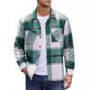 Men's Cropped Trendy Loose-fit Plaid Woolenovercoat Jacket Casual Scene Fashionable Youth Fashion Overcoat