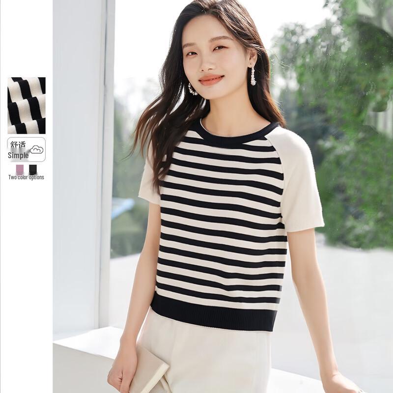 

Женский вязаный пуловер в французском стиле с цветными блоками One Size (F)