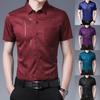 Social Dress Shirt Hot Stamping Print Buttons Men Lapel Collar Top for Party