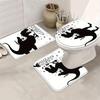 4pcs Funny Dinosaur Shower Curtain Suit, Shower Curtain Suit with Non-slip Bath Mat, Toilet Lid, U-shaped Carpet