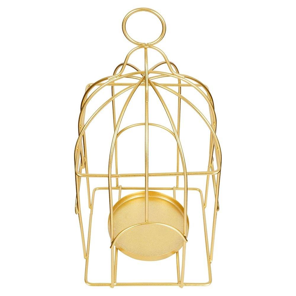 Gold metal candle lantern 25 cm