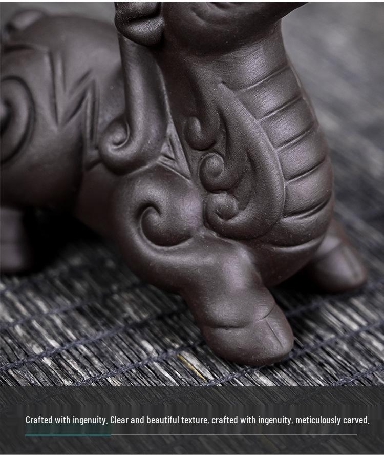 Pixiu Purple Clay Tea Pet: Dragon's Nine Sons Tea Set Accessory for Wealth and Tea Ceremony Cultivation