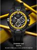 Reward Fashion Multifunctional Quartz Sports Watch: Waterproof, Luminous, Silicone Strap, Three-Eye, Six-Hand Design for Men.