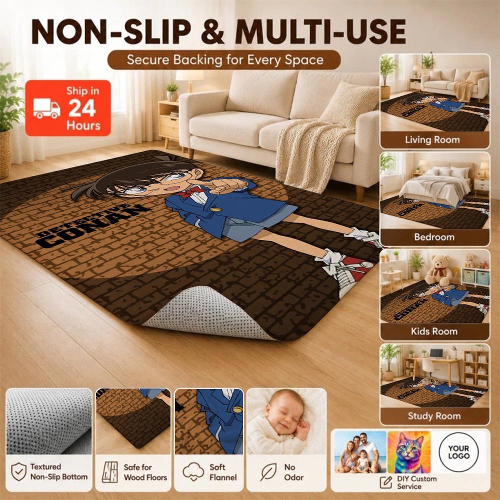 Detective Conan Anime Mystery Think Detective Conan Anime Mystery Theme Rug Soft Nonslip Carpet For Entryway Hallway Balcony Home Decor
