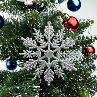 12pcs/set Simulation Snowflakes with Hole Christmas Tree Hanging Ornament Xmas Fake Snowflakes 2025 Navidad New Year Party Decor