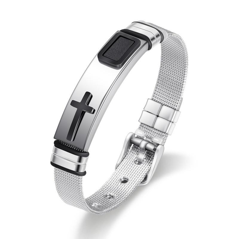 Cross Bracelet Stainless Steel Men's Fashion Adjustable Mesh Strap Bracelet