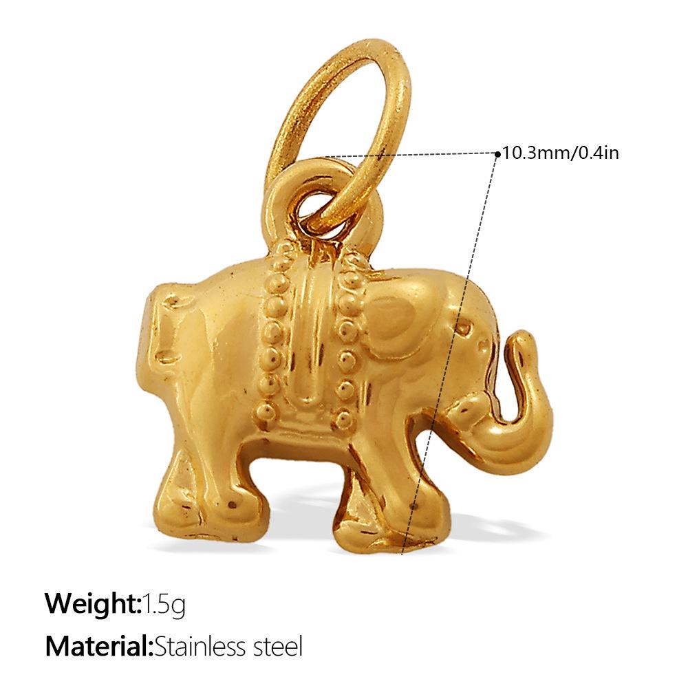 18K Gold-Plated Stainless Steel Elephant Pendant for Necklace or Bracelet