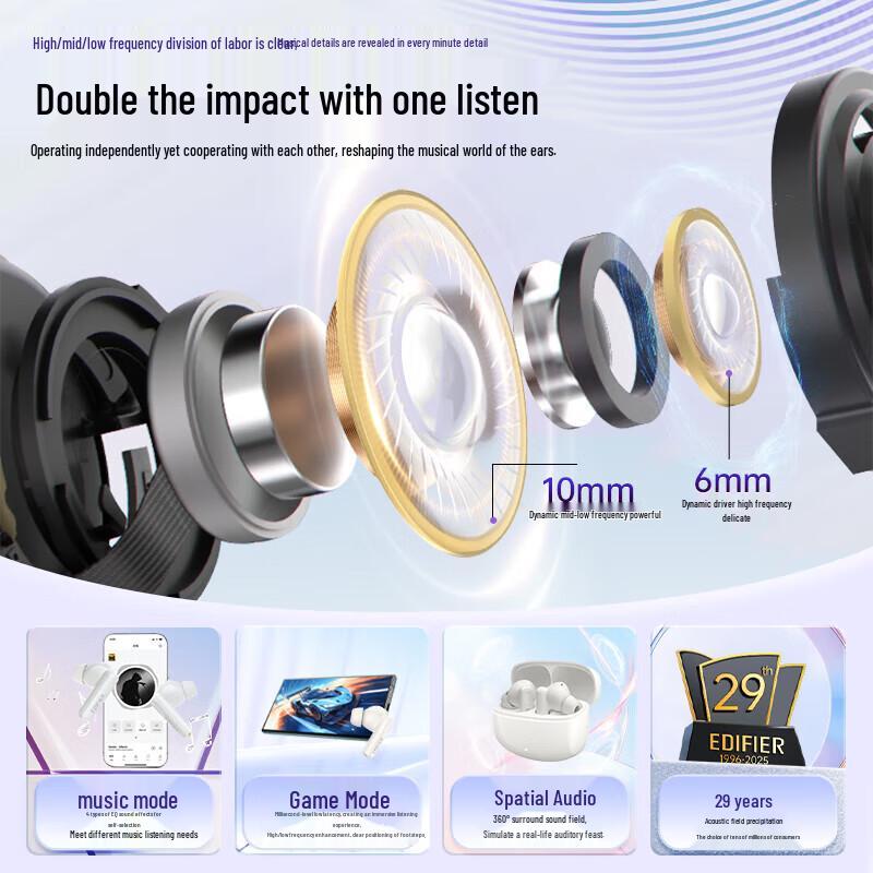 EDIFIER LolliPro3i True Wireless Bluetooth Noise-Cancelling Earbuds