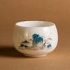 Ink wash mountain suet jade white porcelain teacup hat cup fair cup bubble teapot kung fu teacup master cup ceramic tea set