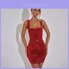 Sequin Slip Dress With High Waist For Winter Party And Casual Wear