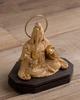 Tiny Buddha Benzaiten Seated Statue Benzaiten Buddha Statue Figure Wood Carving Ornament Benzaiten ZA 6.8cm (Wooden Boxwood, Gold-dust Finish) - (GSB