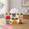 1pc 2D Flat Printed 17.78X10.92X12.95cm Tissue Box Collage of Different Cute Dog Breed Puppies Decorative Napkin Storage for Living Room And Bedside T