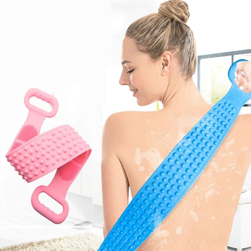 Silicone Body Brush,Silicone Body Scrubber Towel,Back Cleaning Shower Strap, Body Wash Silicone Scrubber Belt for Men Women, Easy to Clean(Purple) 85cm Purple