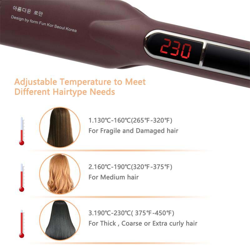 Hair Straightener with Electrolytic Technology Aluminum Plates Precision Temperature Control for Smooth Hair
