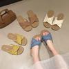 2025 summer new flat-bottomed slippers women's wear cross-toe one-word soft-bottom cloth casual sandals