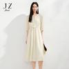 Jiuzi Anna Kou Laziness Wave and Ethnic Style Laisel Waist Dress Women's 2025 Summer New Style