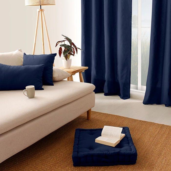 Plain Floor Cushion 50 X 50 Cm Panama Navy Blue