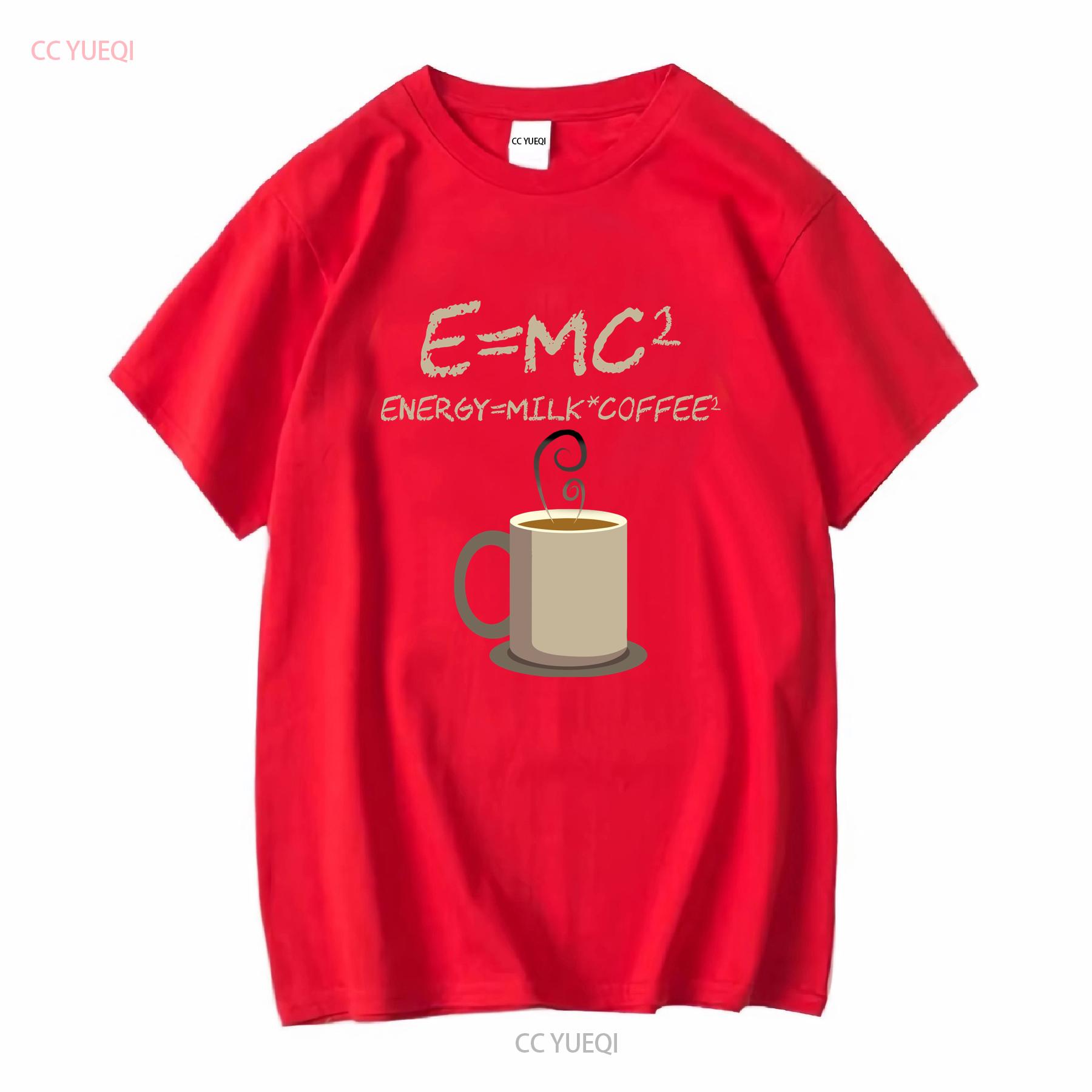 E MC2 Funny Science Coffee Energy Milk T Shirt long or short sleeves vintage Washed Slightly Top For Everyday Wear Comfortable S