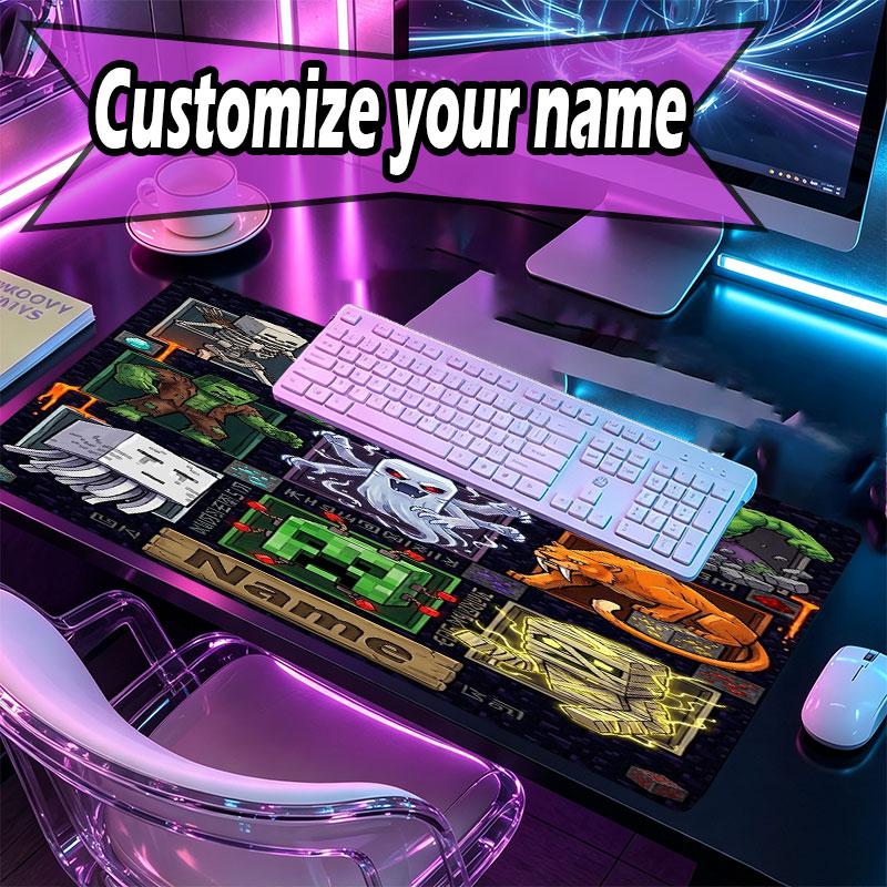 Custom Name Personalized Minecaraft Pattern Mousepad, Laptop PC Desk Mat, Decorative Desk Mat for Home Keyboard Pad Gift