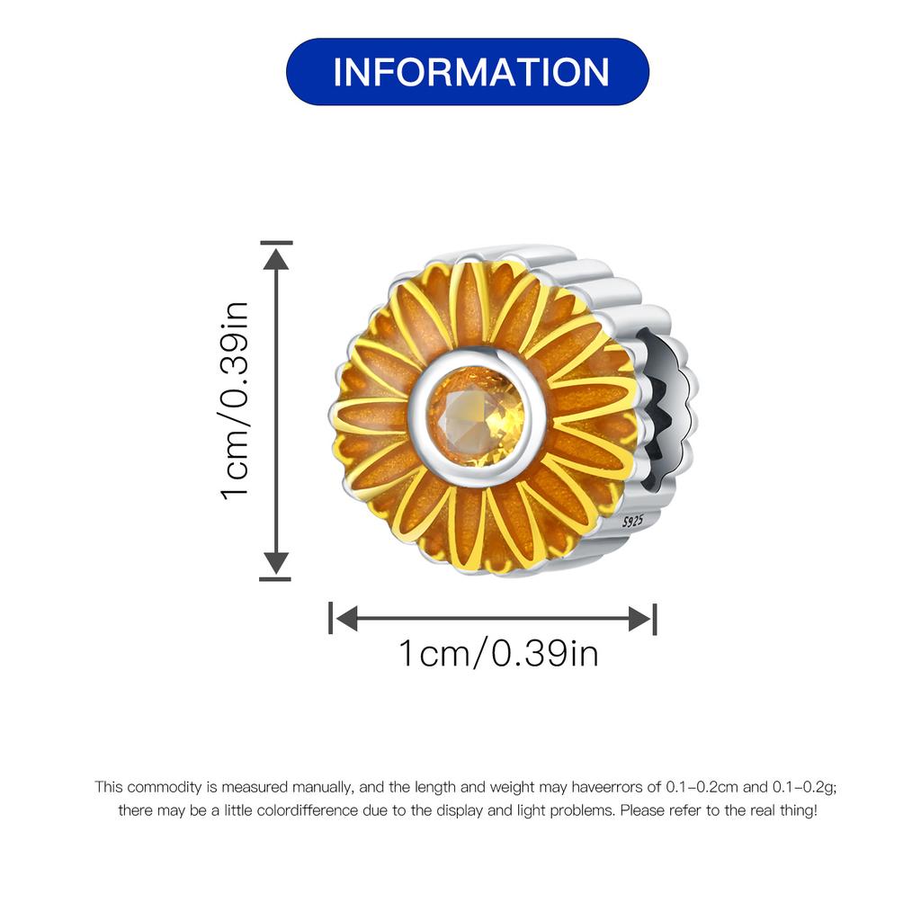 Bead Charms Copper Charm Bead Charms Authentic Yellow Daisy Plant Bead Charms Compatible With Bracelets Jewellery Diy Women Fine Gift Accessory