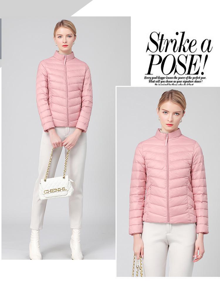 Women's Lightweight White Duck Down Jacket - 2026 Autumn/Winter, Warm Versatile Outerwear with Stand Collar