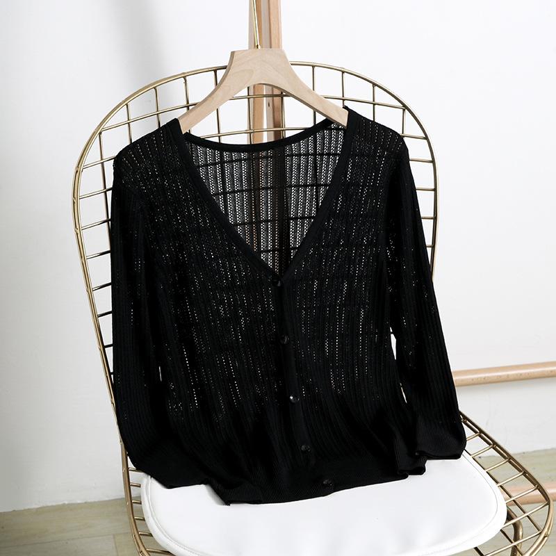 Women's Thin Knitted Jacket With Cardigan Sun Protection Clothing Summer Shawl Coat