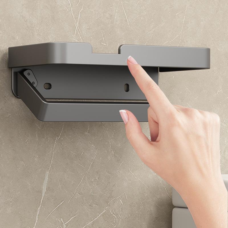 Aluminum Toilet Paper Holder Bathroom Tissue Hanger Punch Free Wall Mounted Phone Holder  Storage Shelf Toilet Paper Roll Rack